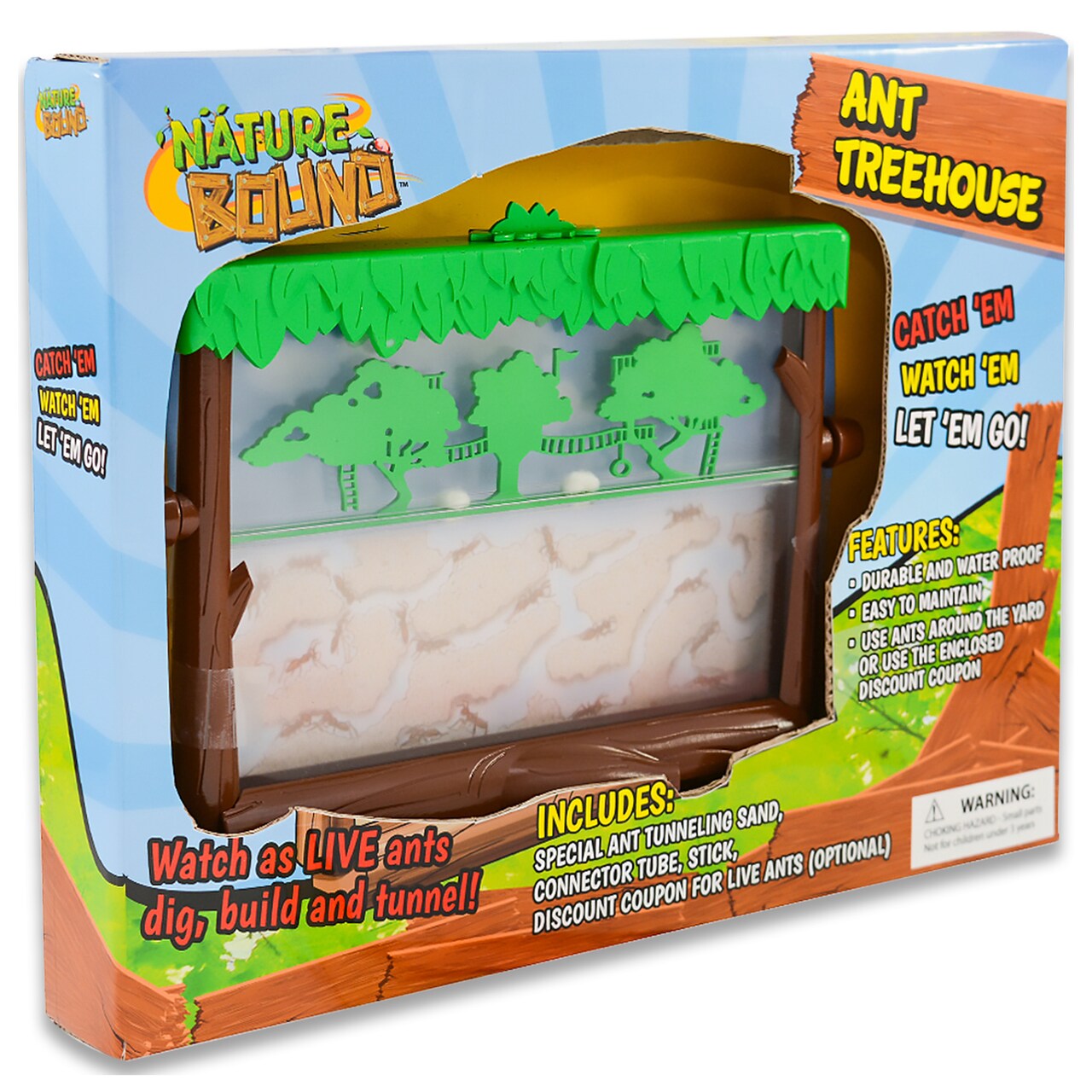 Nature Bound: Ant Treehouse - Insect Habitat Kit, Tunneling Sand, Connector Tube, Feeding Stick, Critter Observation, Learning Science Toy, Kids 3+